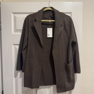 Organic cotton Quince heather brown knit blazer